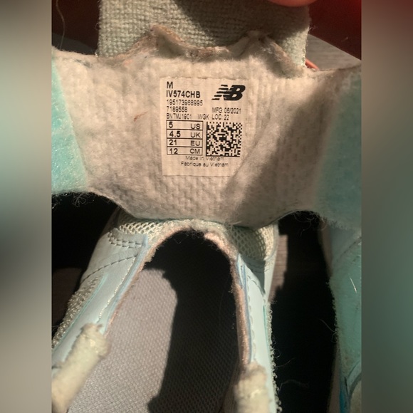 New Balance Kids 574 IV574CHB Night/Day Sky Blue Cloud Rainbow (Size: 5) - Picture 6 of 7
